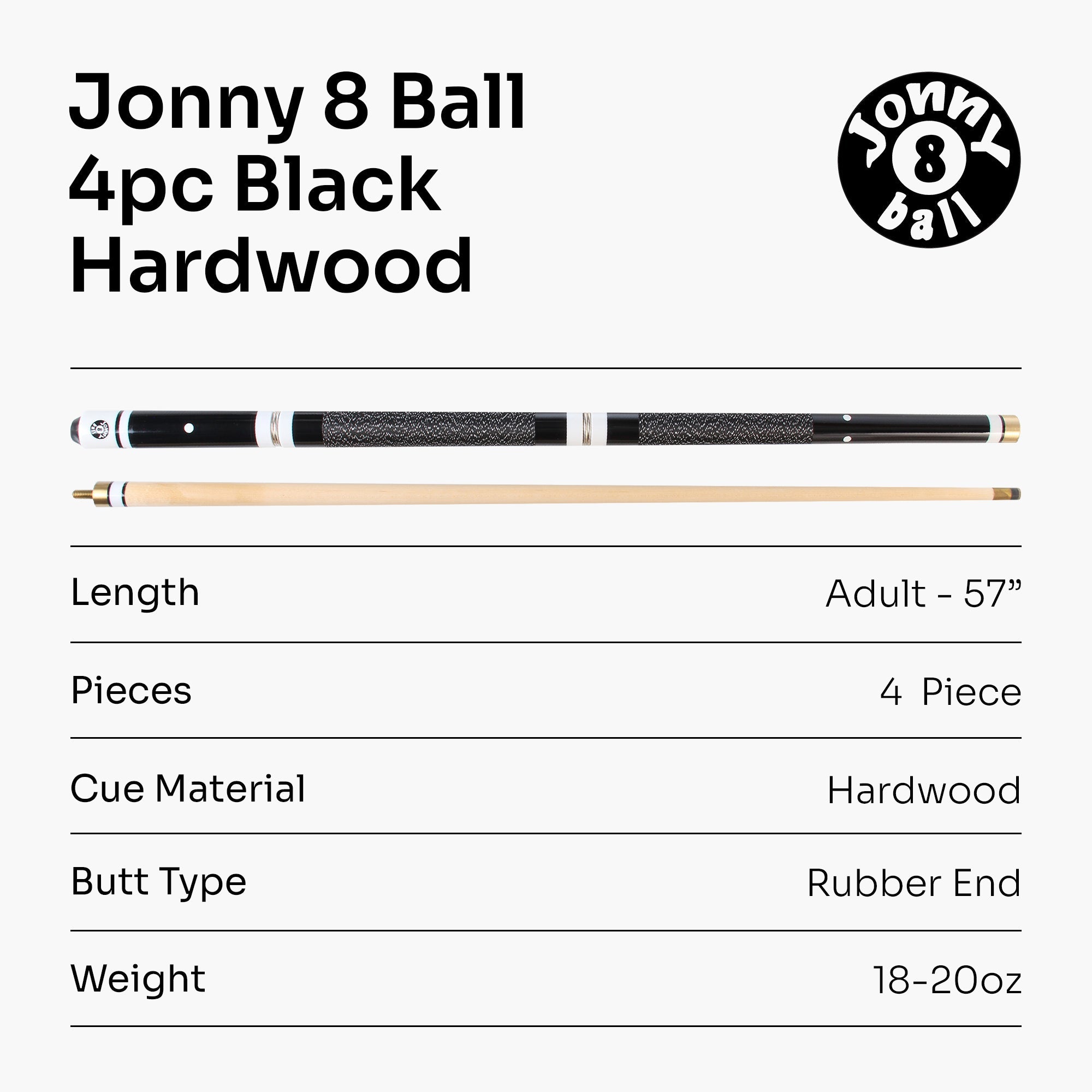 Jonny 8 Ball adjustable 4-piece cue with spare tips