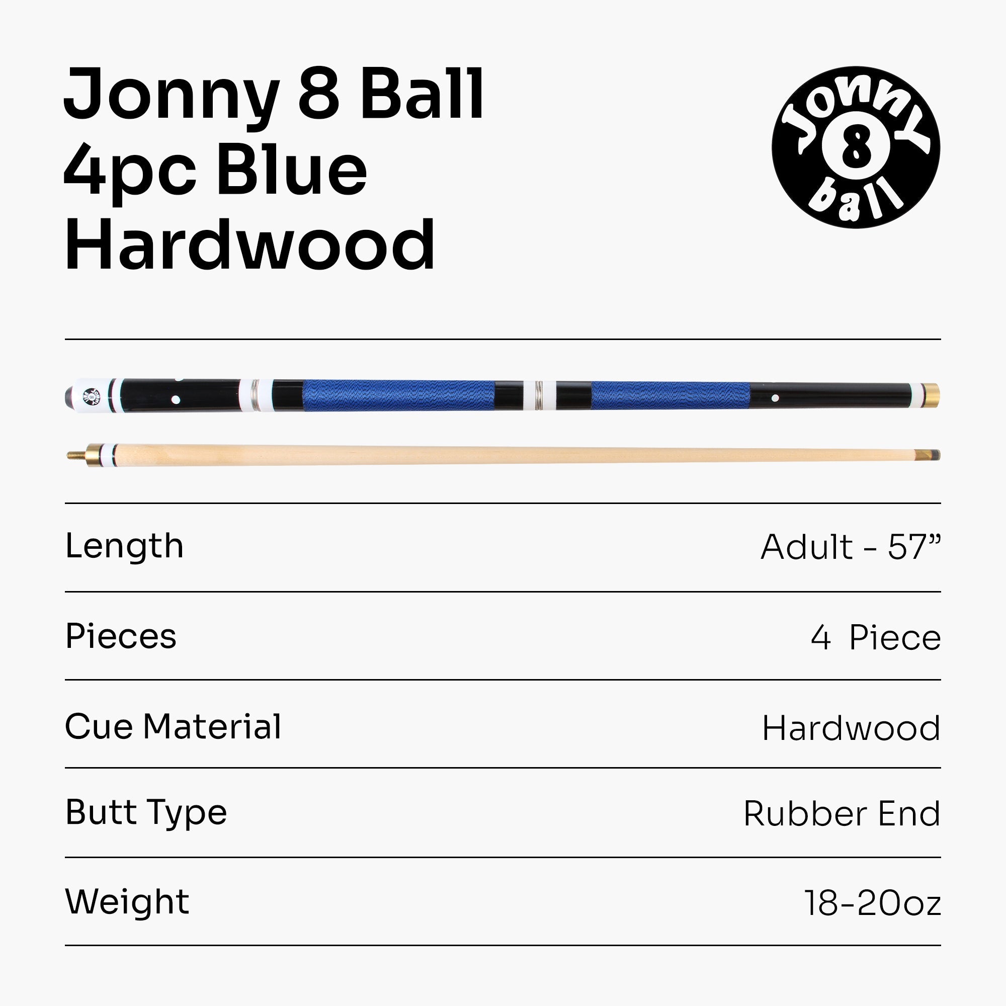 Jonny 8 Ball adjustable 4-piece cue with spare tips