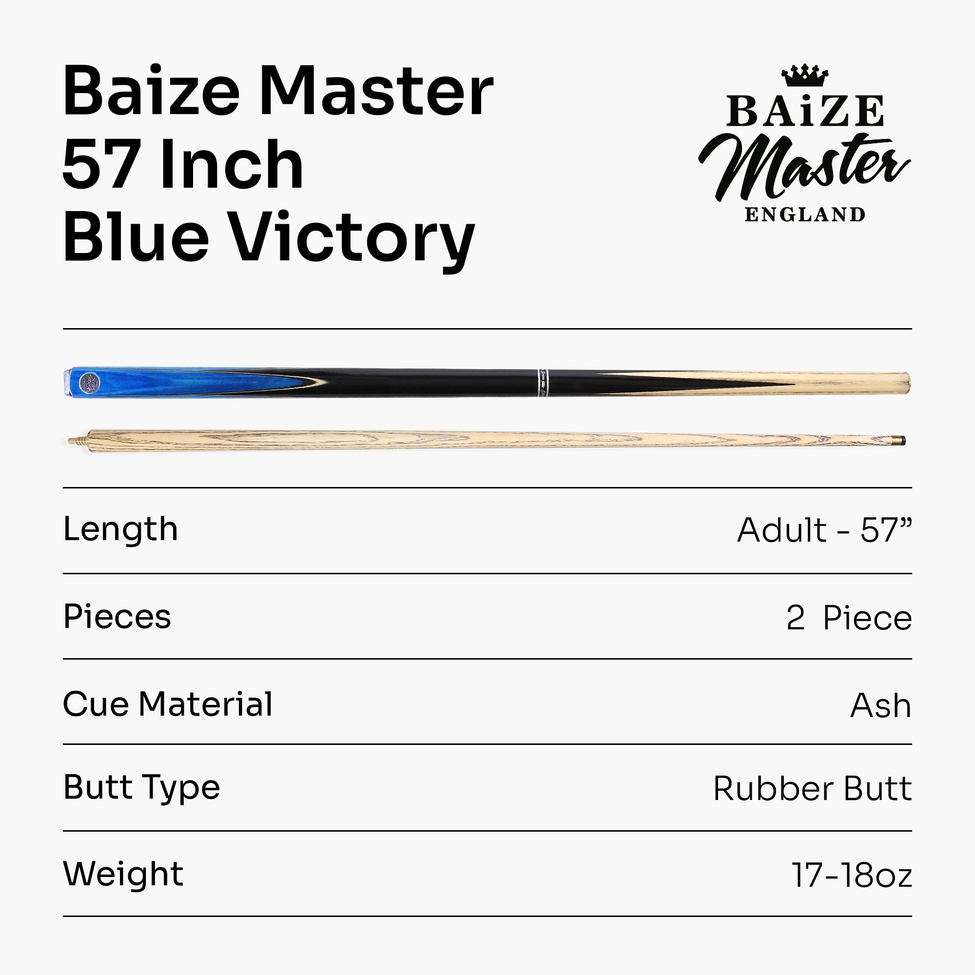 Baize Master Victory 57-inch 2-piece cue - 9.5mm tip