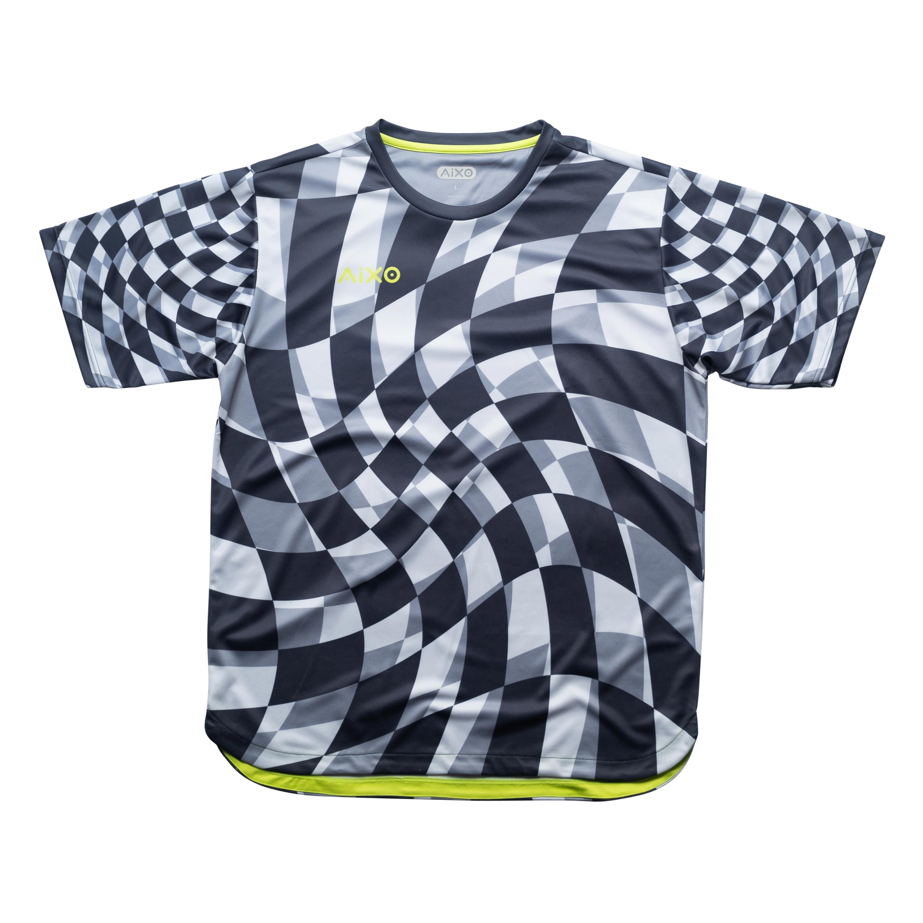Aixo Checker Mens Top Grey