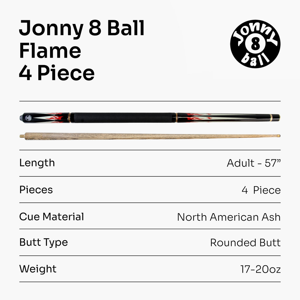 Jonny 8 Ball adjustable 57-inch 4-piece pool cue