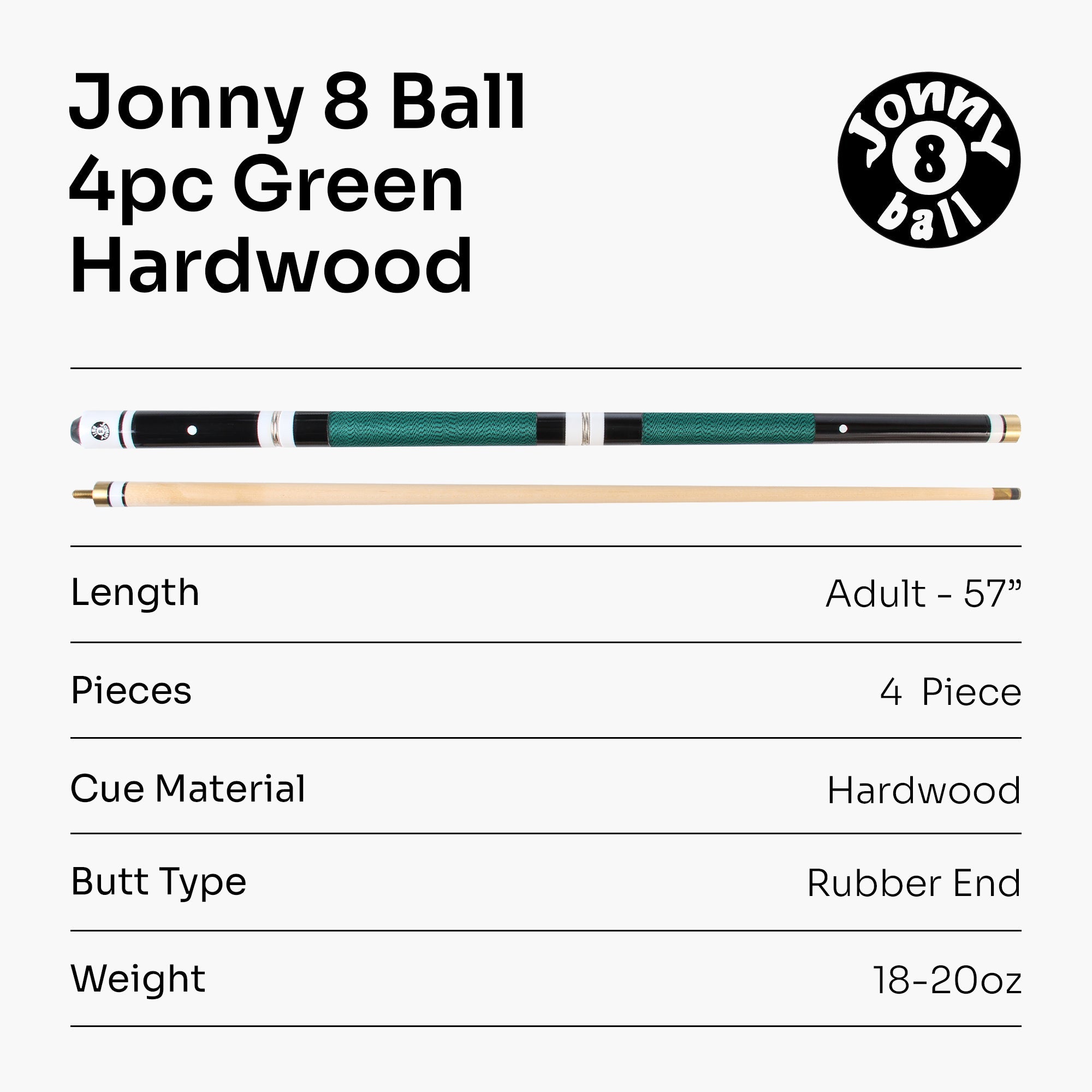 Jonny 8 Ball adjustable 4-piece cue with spare tips