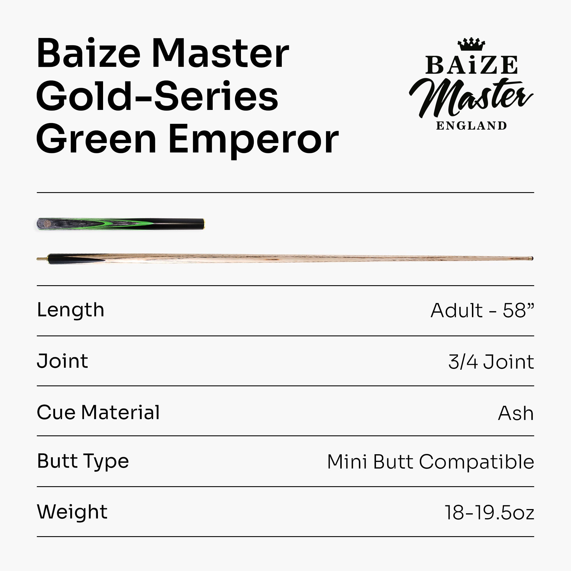 Baize Master G14 Green Emperor 57-inch pool cue