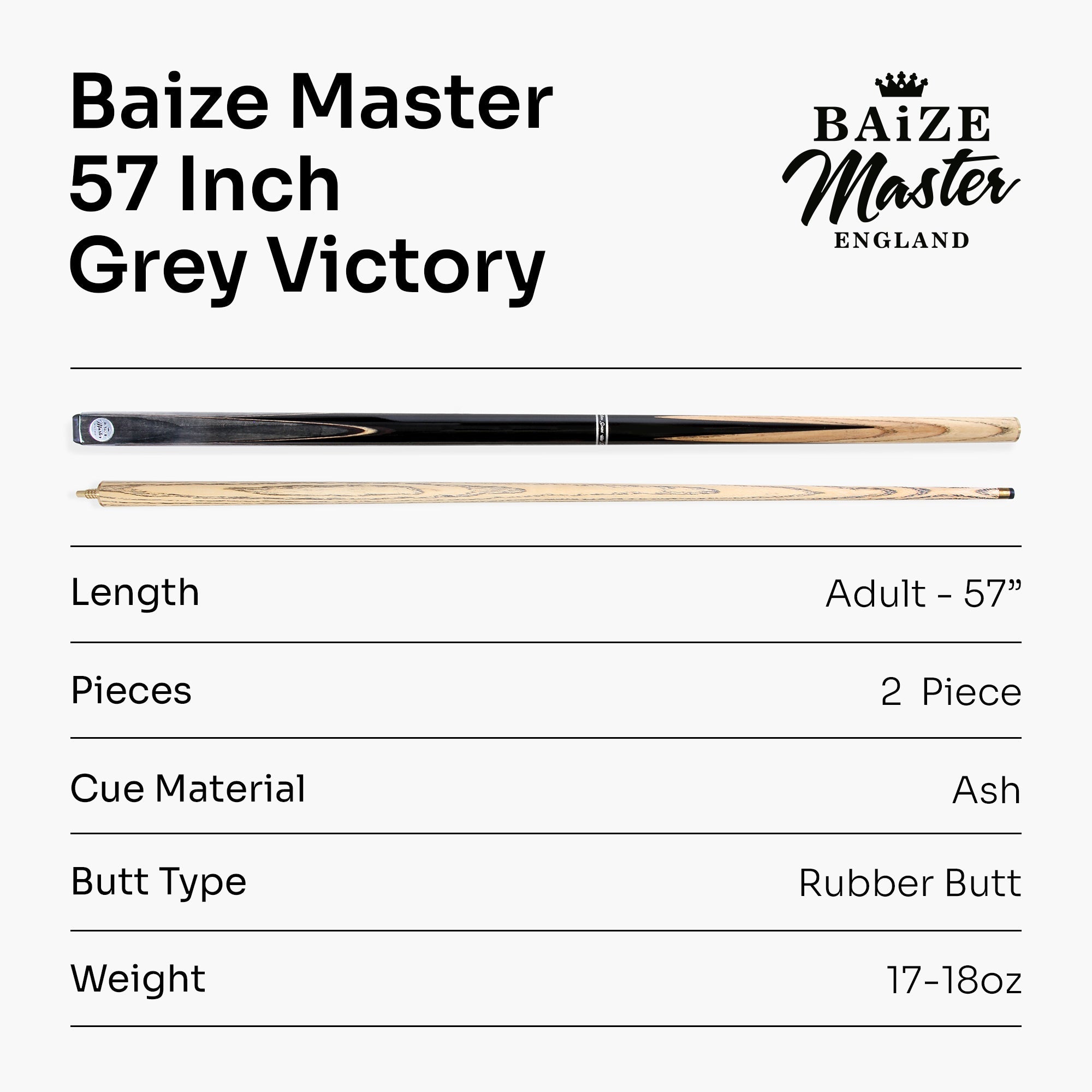 Baize Master Victory 57-inch 2-piece cue - 9.5mm tip