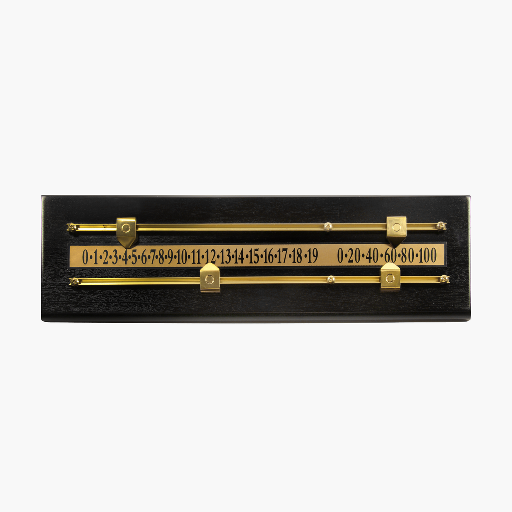 MAHOGANY Effect MDF Wooden Snooker Scoreboard for 2 Players with Brass Markers and Rails - 17.5 Inches