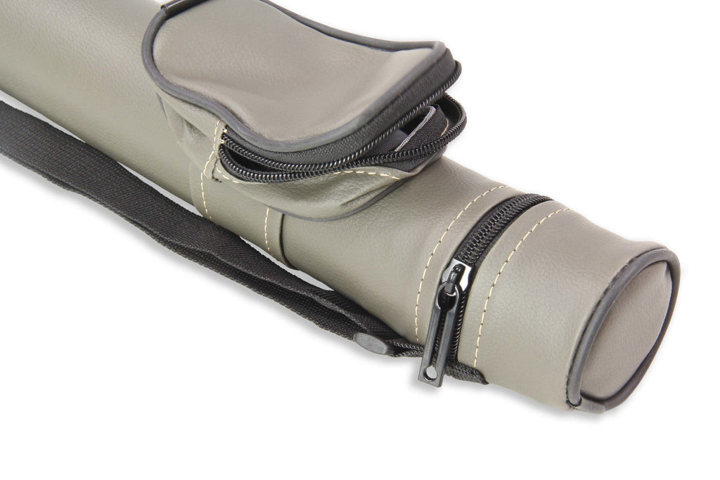 Grey hard tubular 2-piece cue case