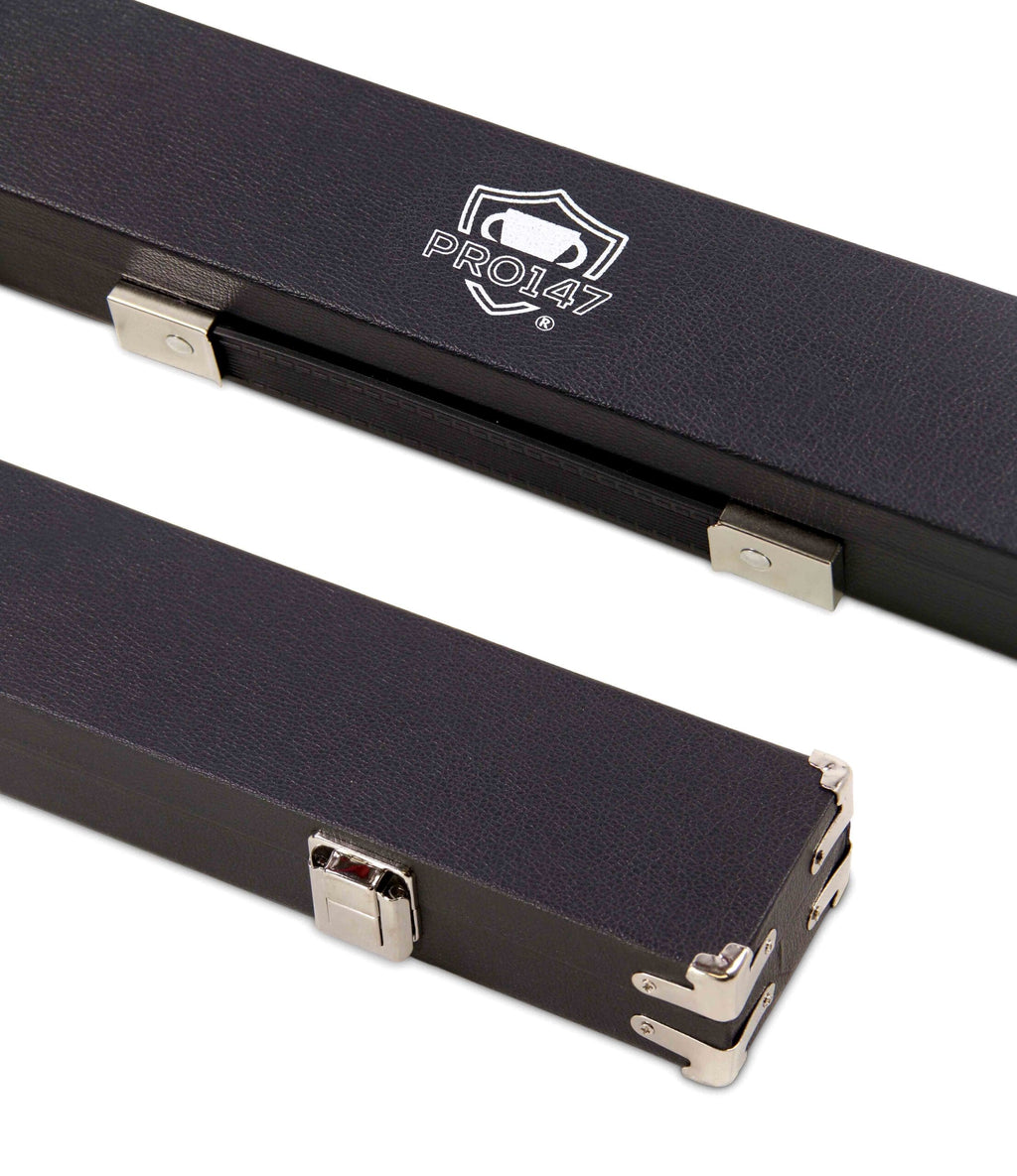 PRO147 Black 3/4 Luxury Foam Lined Snooker Pool Cue Case with Reinforced Corners