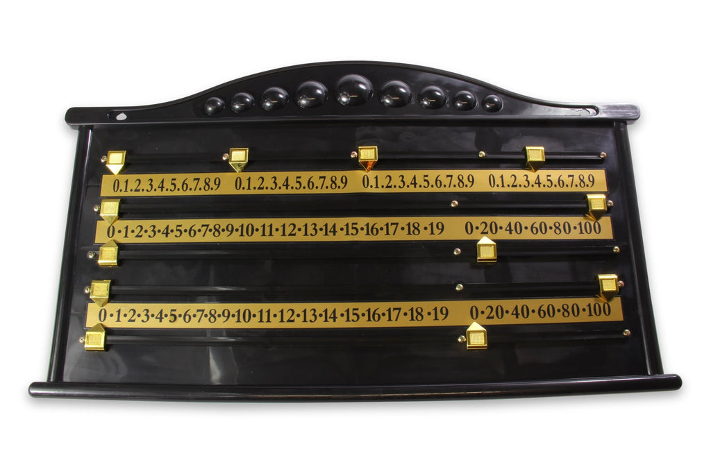 Black plastic 4-player snooker scoreboard