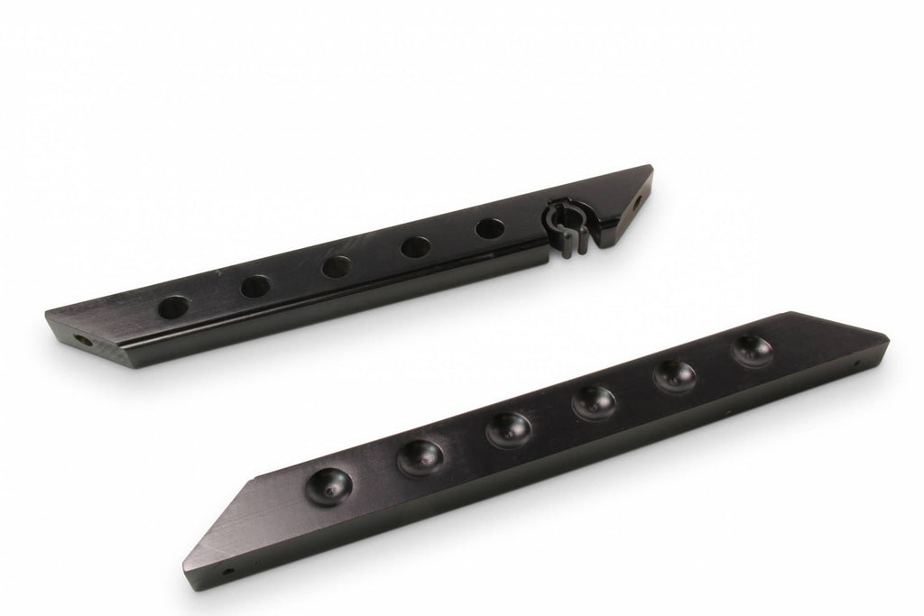 Black straight 6-way wall-mounted cue rack