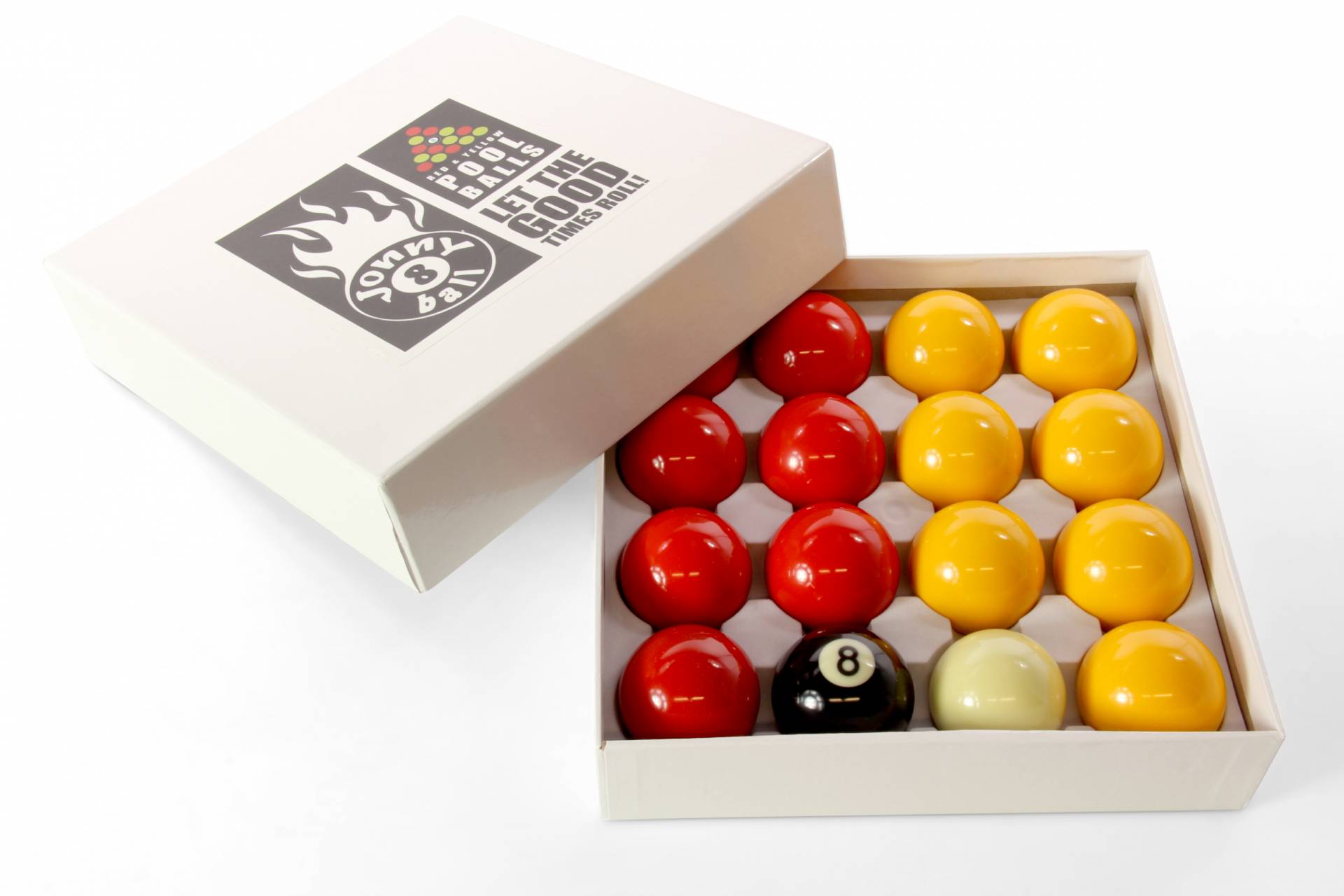 Jonny 8 Ball 50.8mm red and yellow pool balls