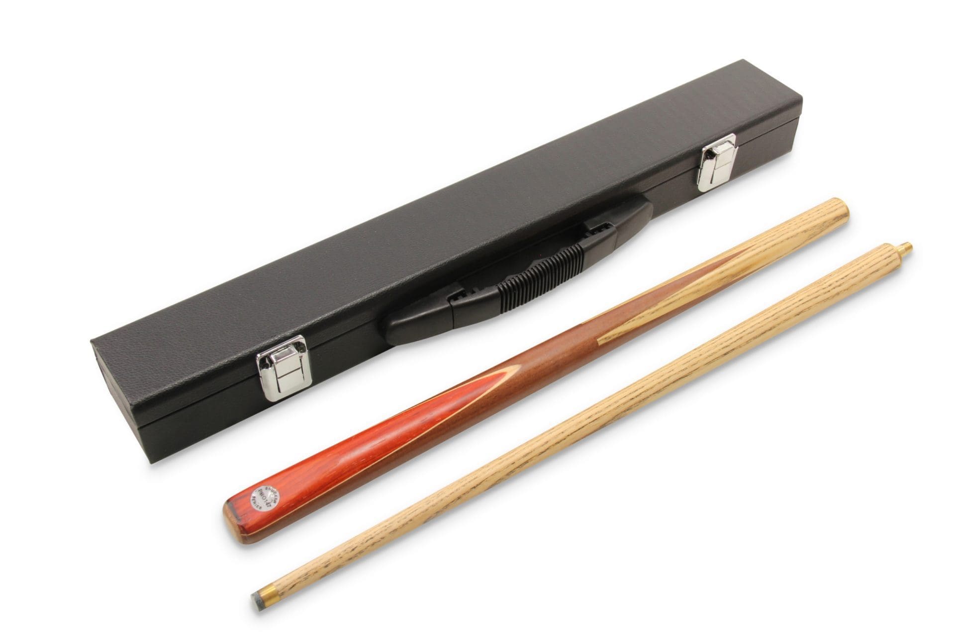 PRO147 JUNIOR CHAMPION 36 Inch Traditional 2pc Kids Junior Pool Snooker Cue Matching Ash Grain 10mm tip with Mini BLACK HARD Case -SE13