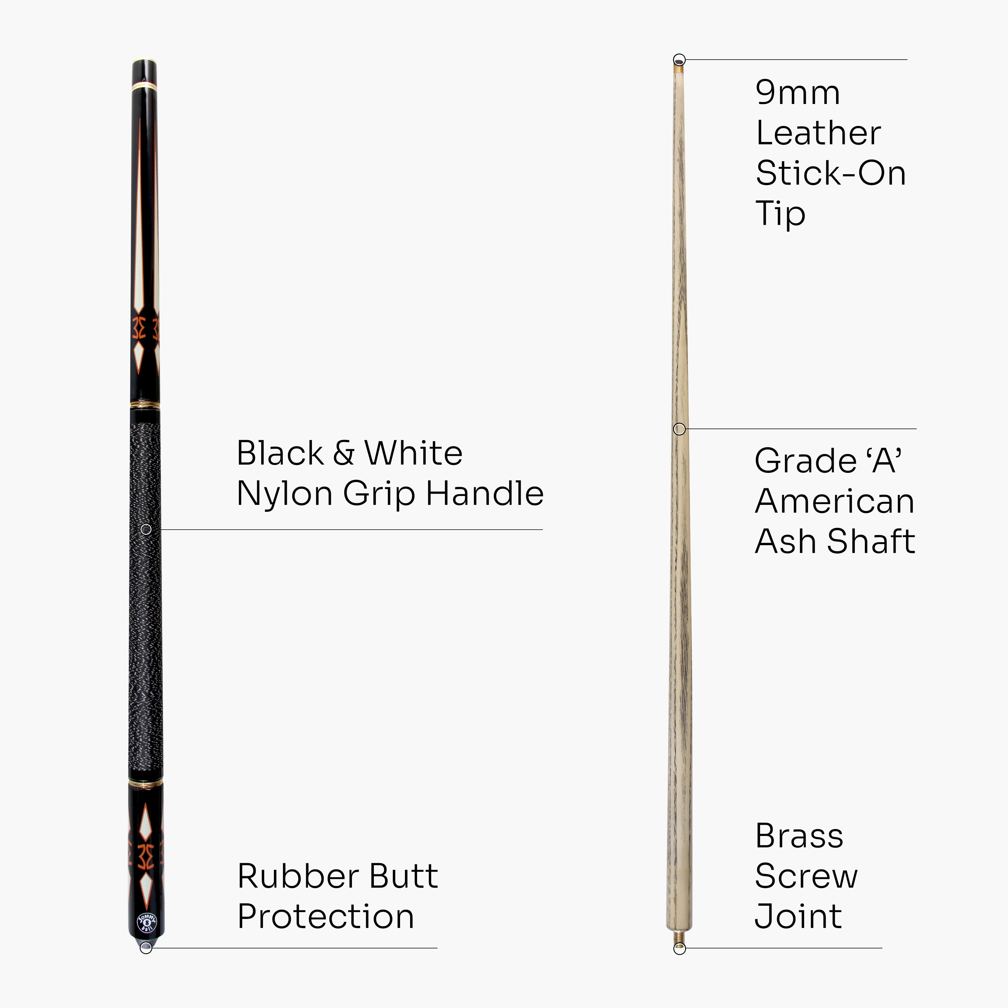 Jonny 8 Ball Inca adjustable 4-piece pool cue