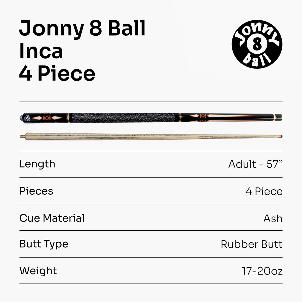 Jonny 8 Ball Inca adjustable 4-piece pool cue
