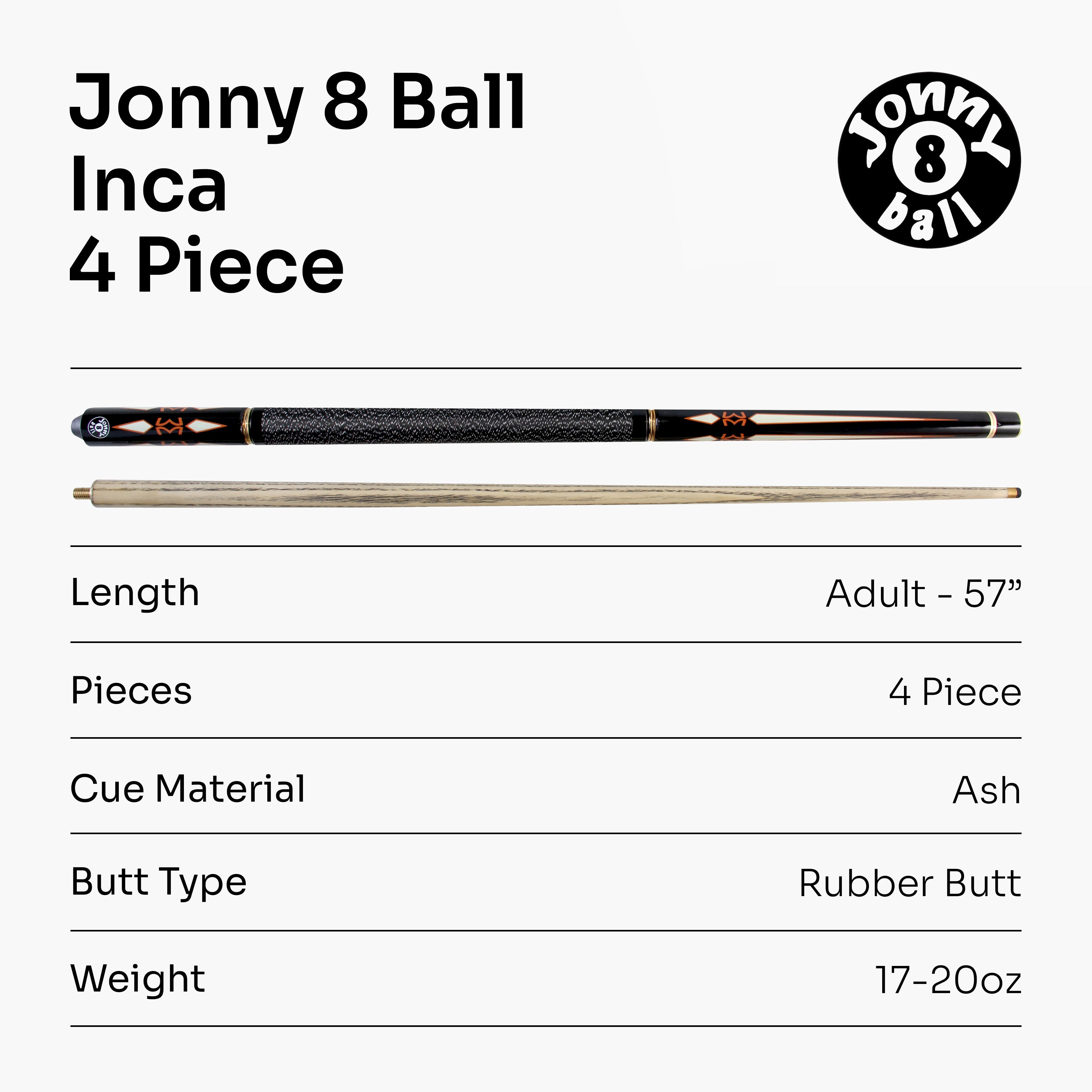 Jonny 8 Ball Inca adjustable 4-piece pool cue