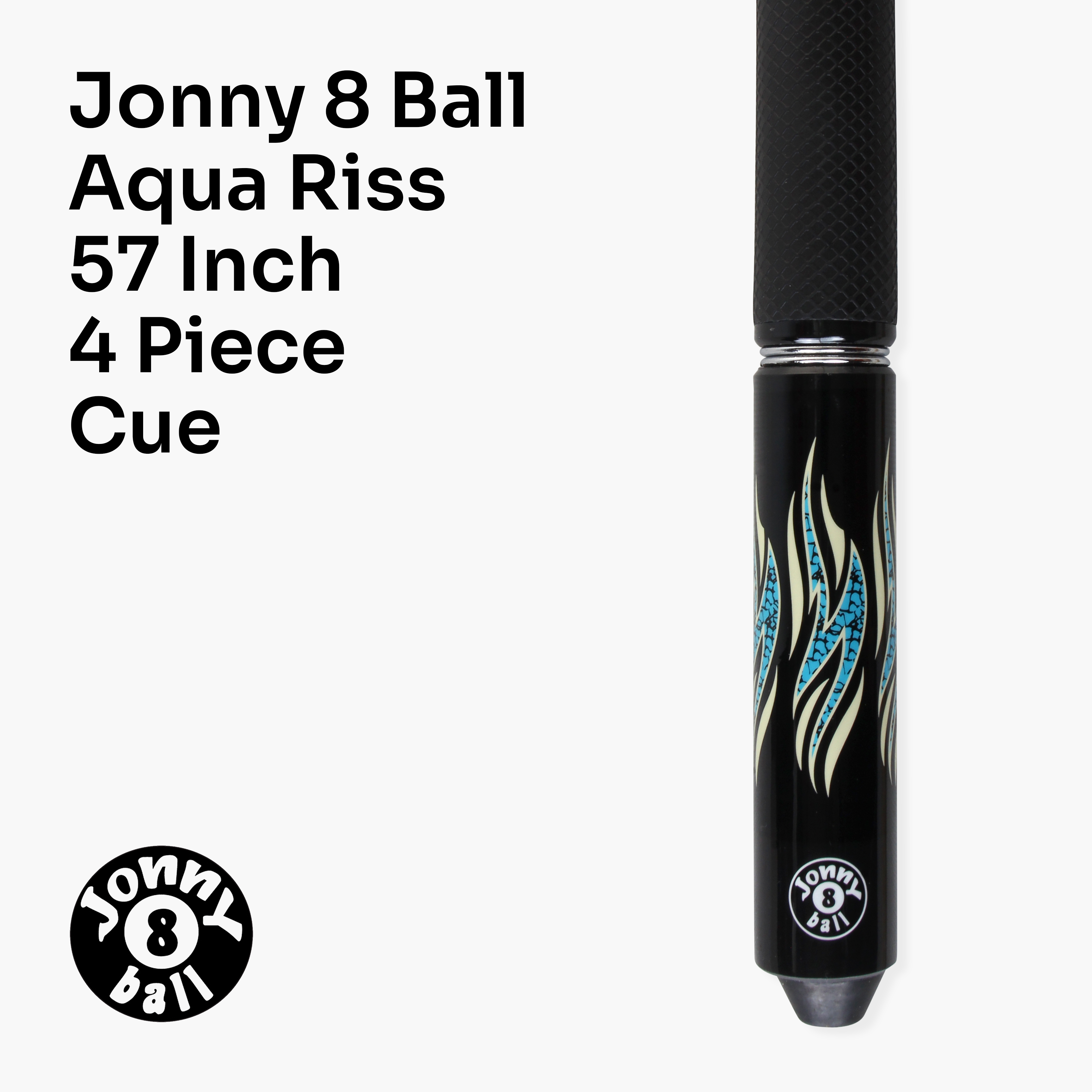 Jonny 8 Ball Aqua Riss 57-inch 2-piece pool cue
