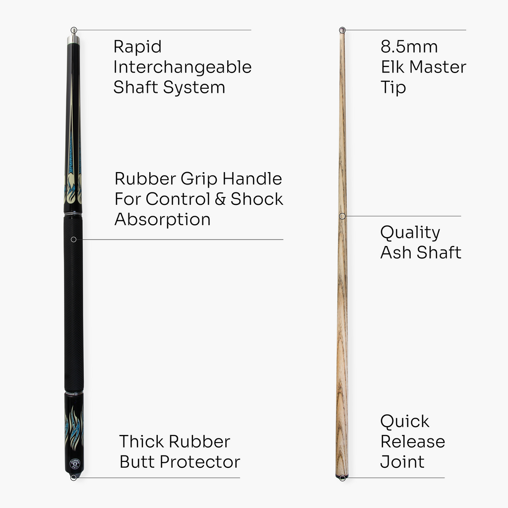 Jonny 8 Ball Aqua Riss 57-inch 2-piece pool cue