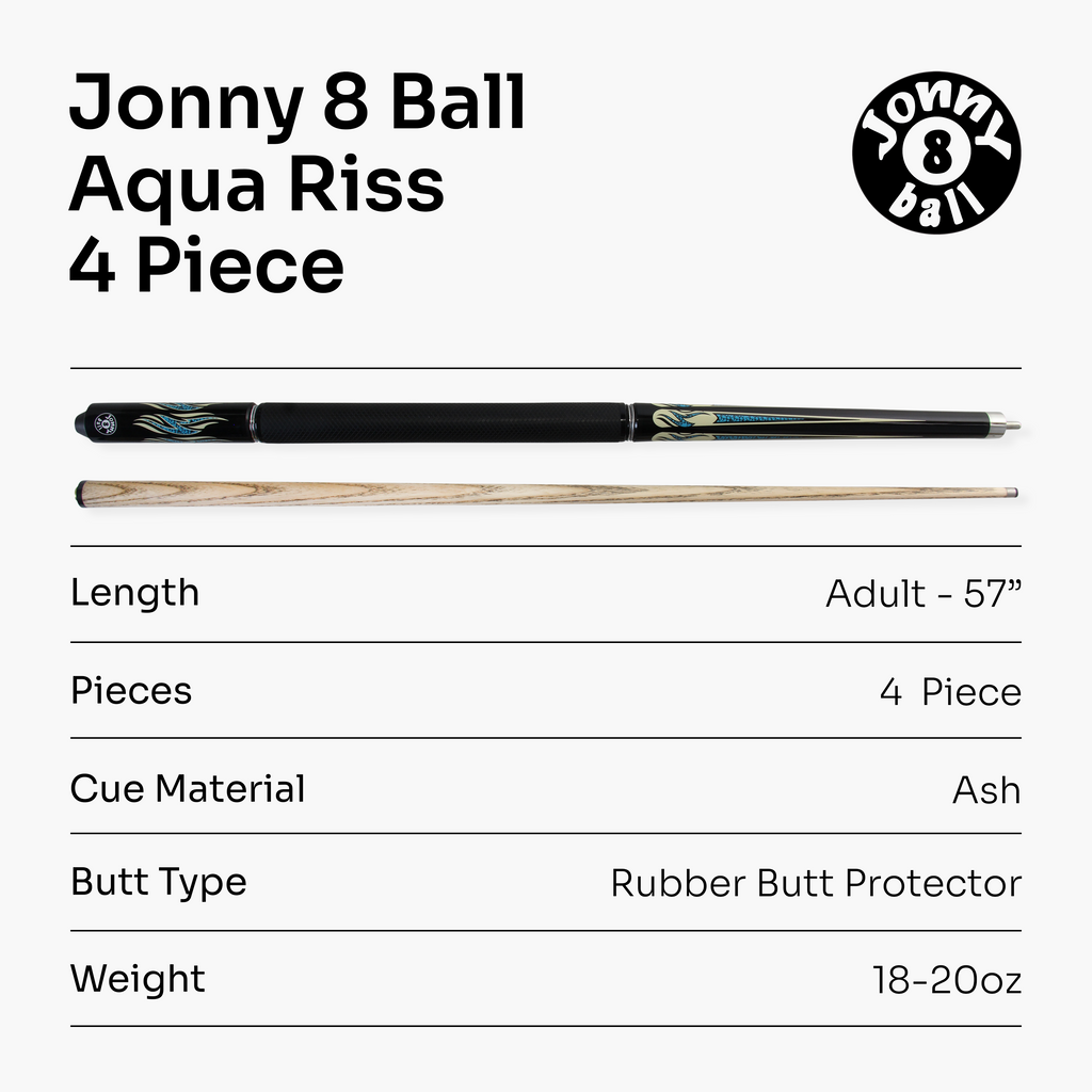 Jonny 8 Ball Aqua Riss 57-inch 2-piece pool cue