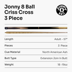 Jonny 8 Ball adjustable 57-inch 3-piece cue
