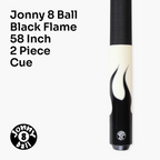 Jonny 8 Ball FLAME 58 Inch 2 Piece Snooker Pool Cue with Maple Shaft 11mm Tip