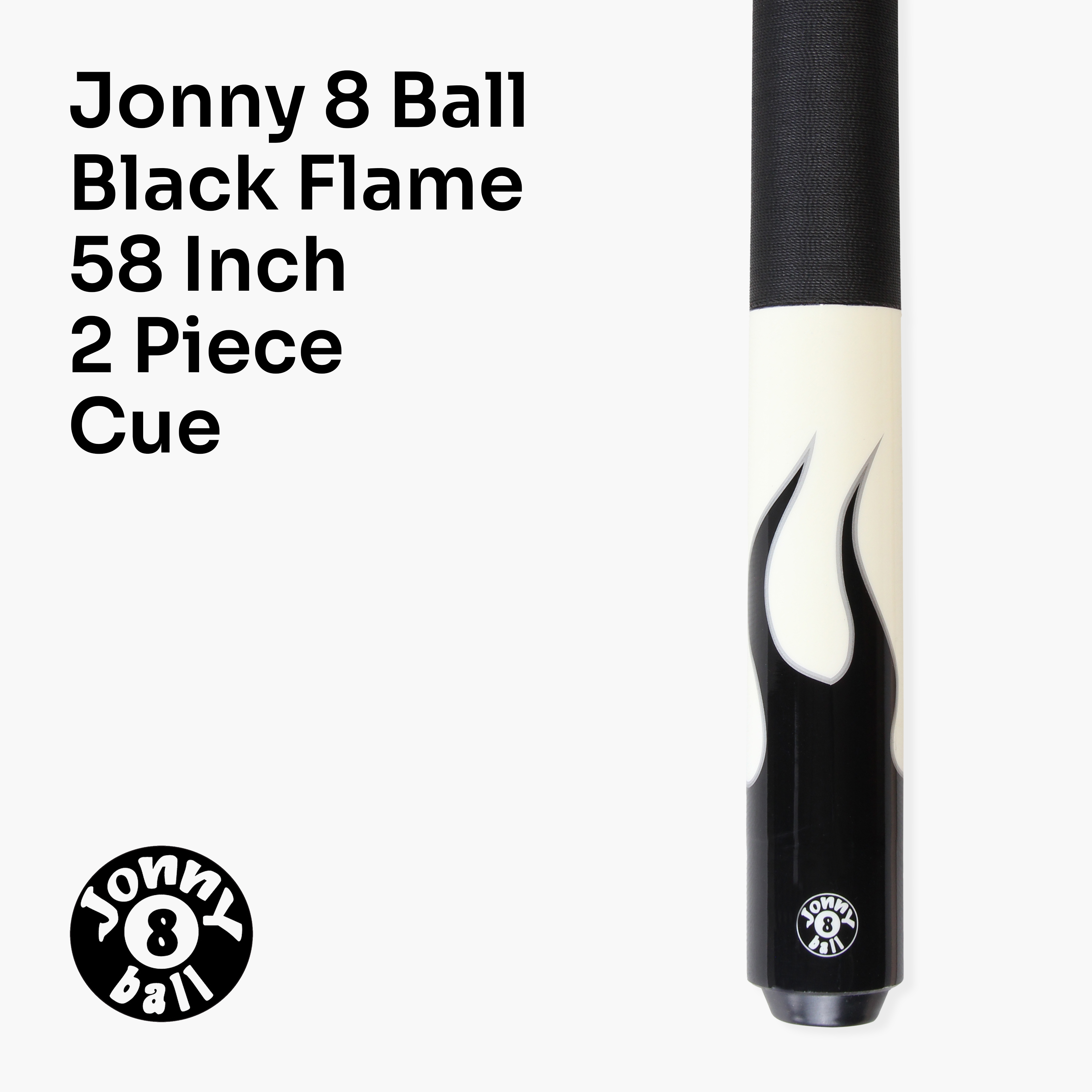Jonny 8 Ball FLAME 58 Inch 2 Piece Snooker Pool Cue with Maple Shaft 11mm Tip