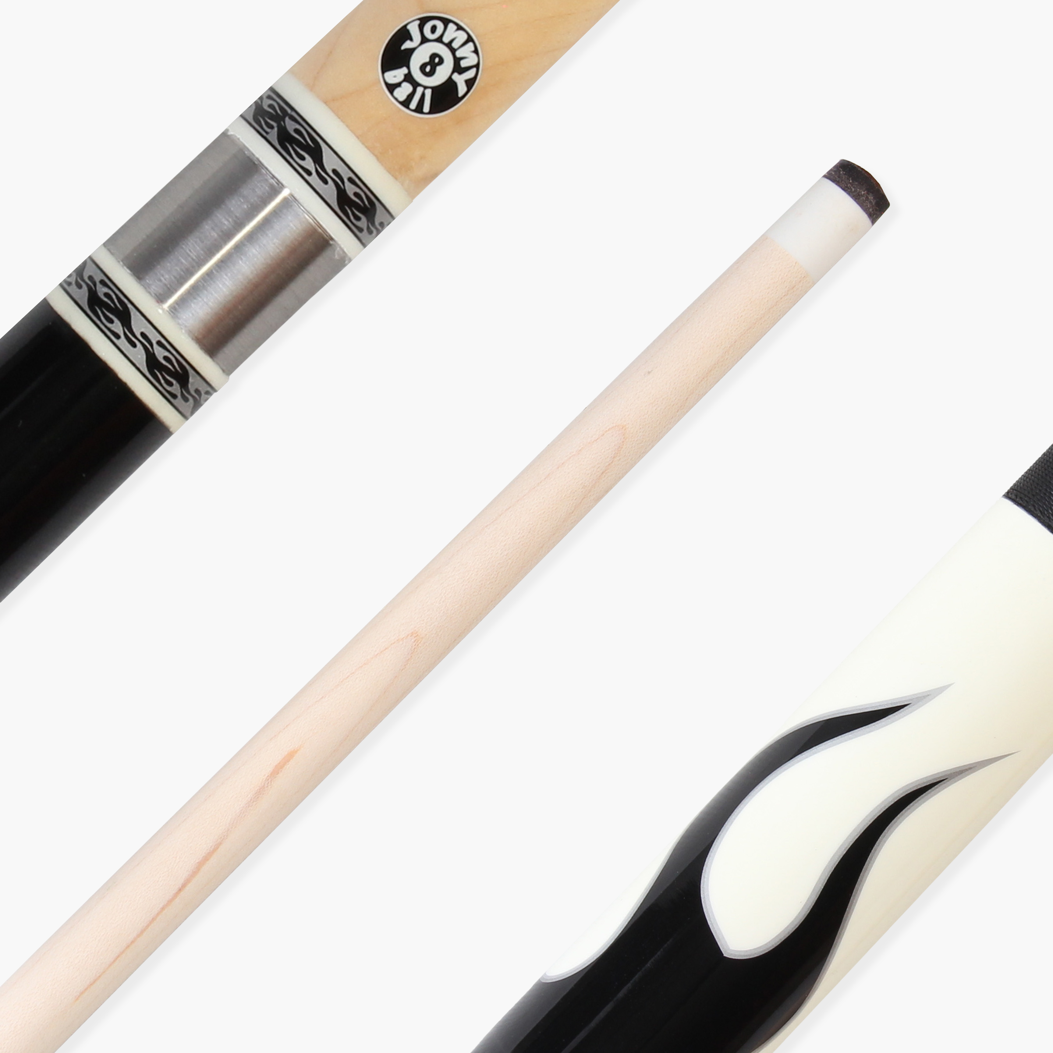 Jonny 8 Ball FLAME 58 Inch 2 Piece Snooker Pool Cue with Maple Shaft 11mm Tip