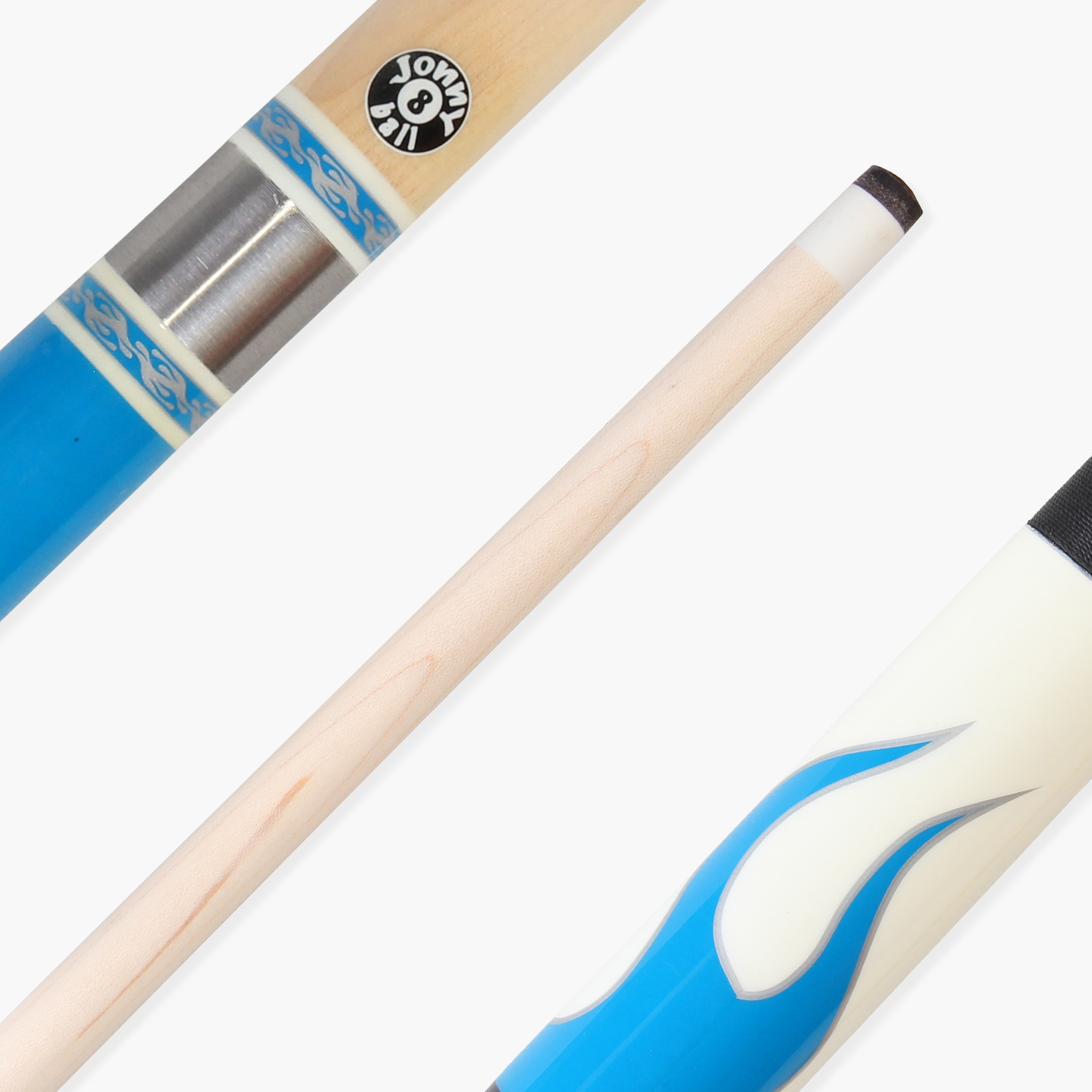 Jonny 8 Ball FLAME 58 Inch 2 Piece Snooker Pool Cue with Maple Shaft 11mm Tip