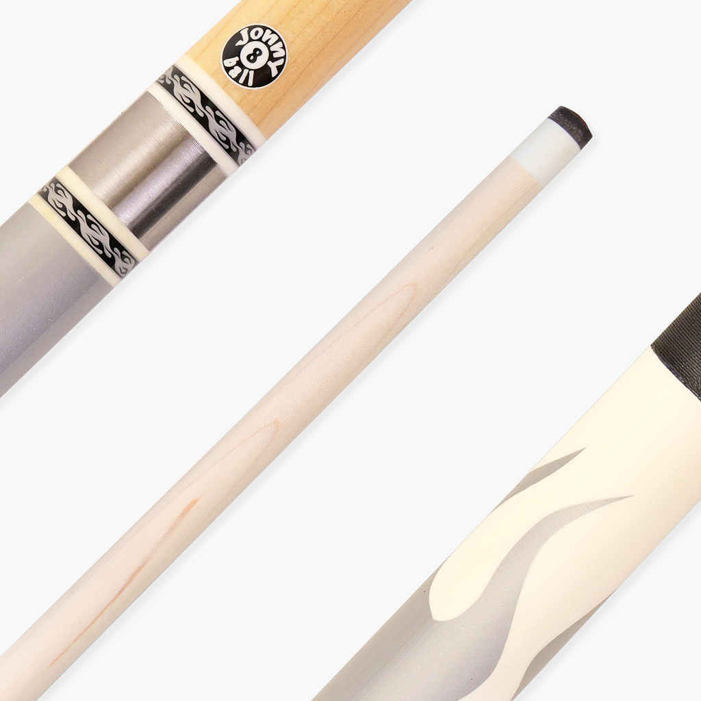 Jonny 8 Ball FLAME 58 Inch 2 Piece Snooker Pool Cue with Maple Shaft 11mm Tip