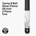 Jonny 8 Ball FLAME 58 Inch 2 Piece Snooker Pool Cue with Maple Shaft 11mm Tip