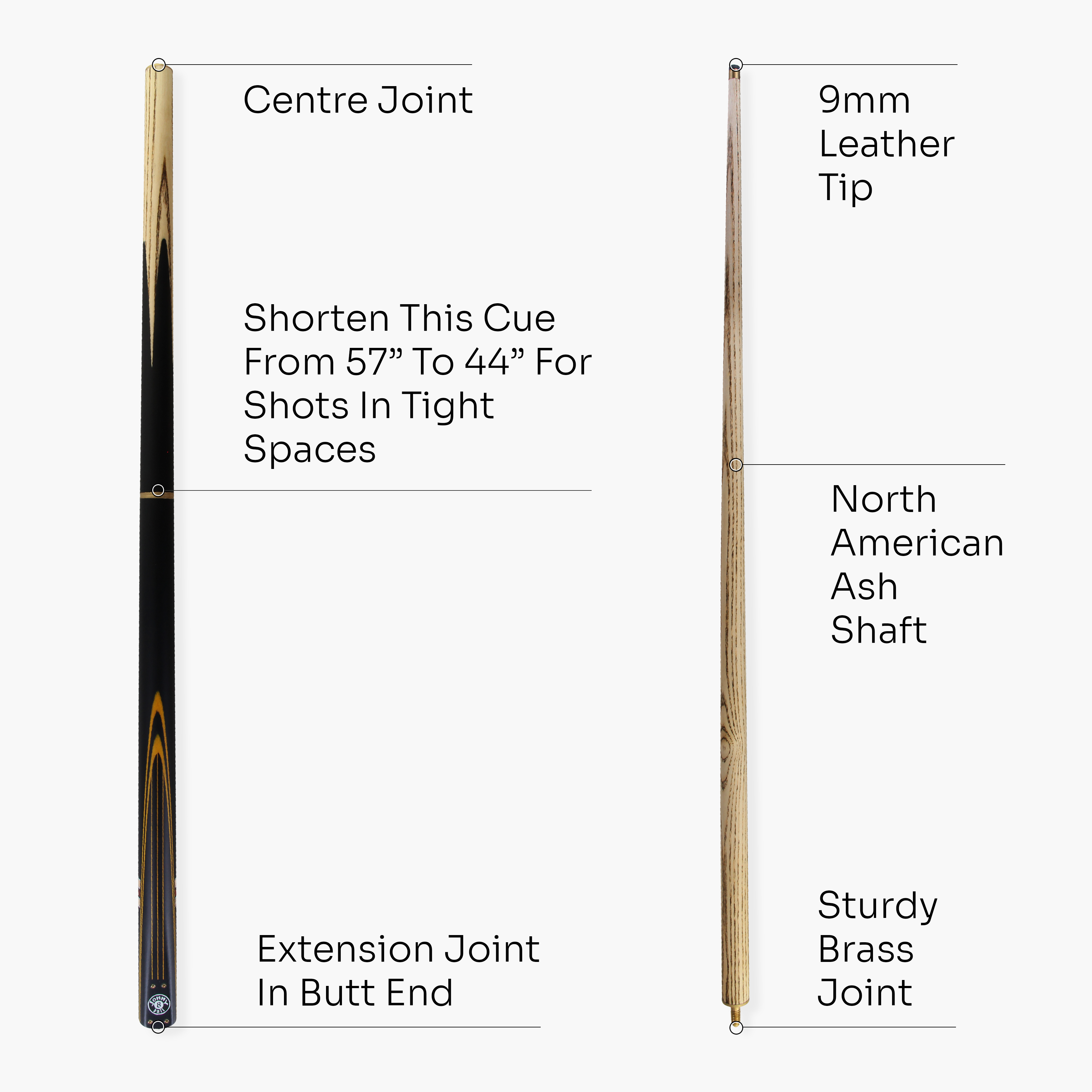 Jonny 8 Ball adjustable 57-inch 3-piece cue