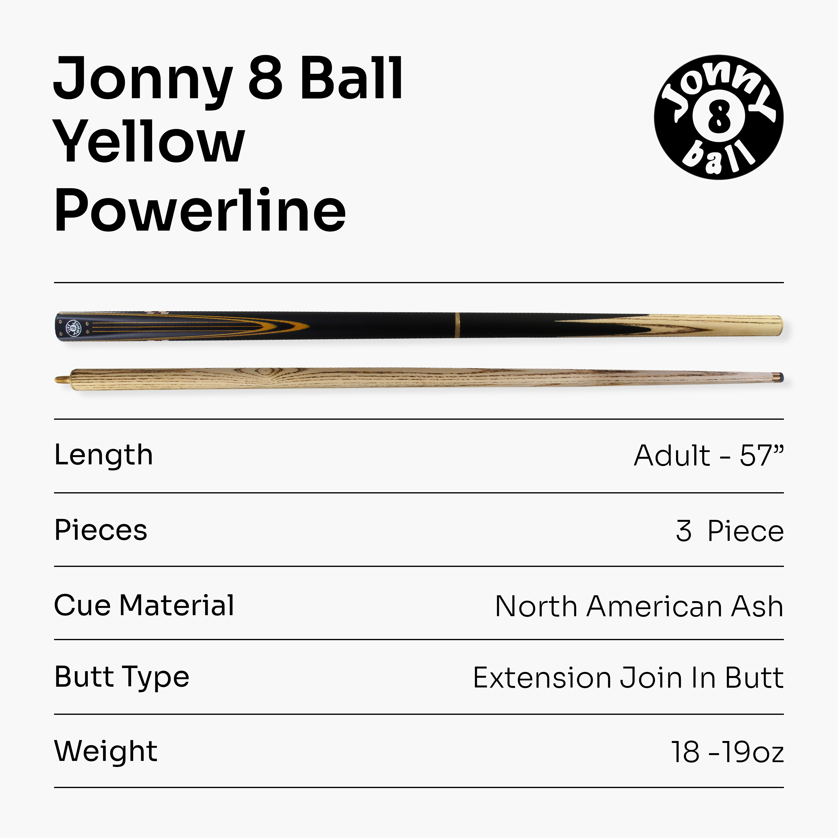 Jonny 8 Ball adjustable 57-inch 3-piece cue