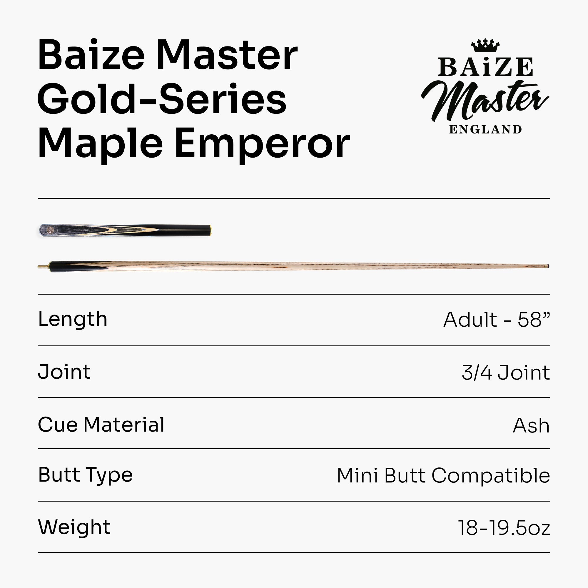 Baize Master G14 Maple Emperor 57-inch pool cue