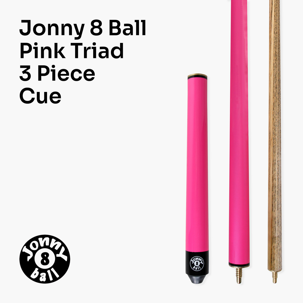 Jonny 8 Ball TRIAD 57 Inch 3 Piece Snooker Pool Cue 9.5mm Tip - Shorten to 39 Inch