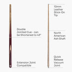 Baize Master Purple Heart 57-inch adjustable 3-piece cue