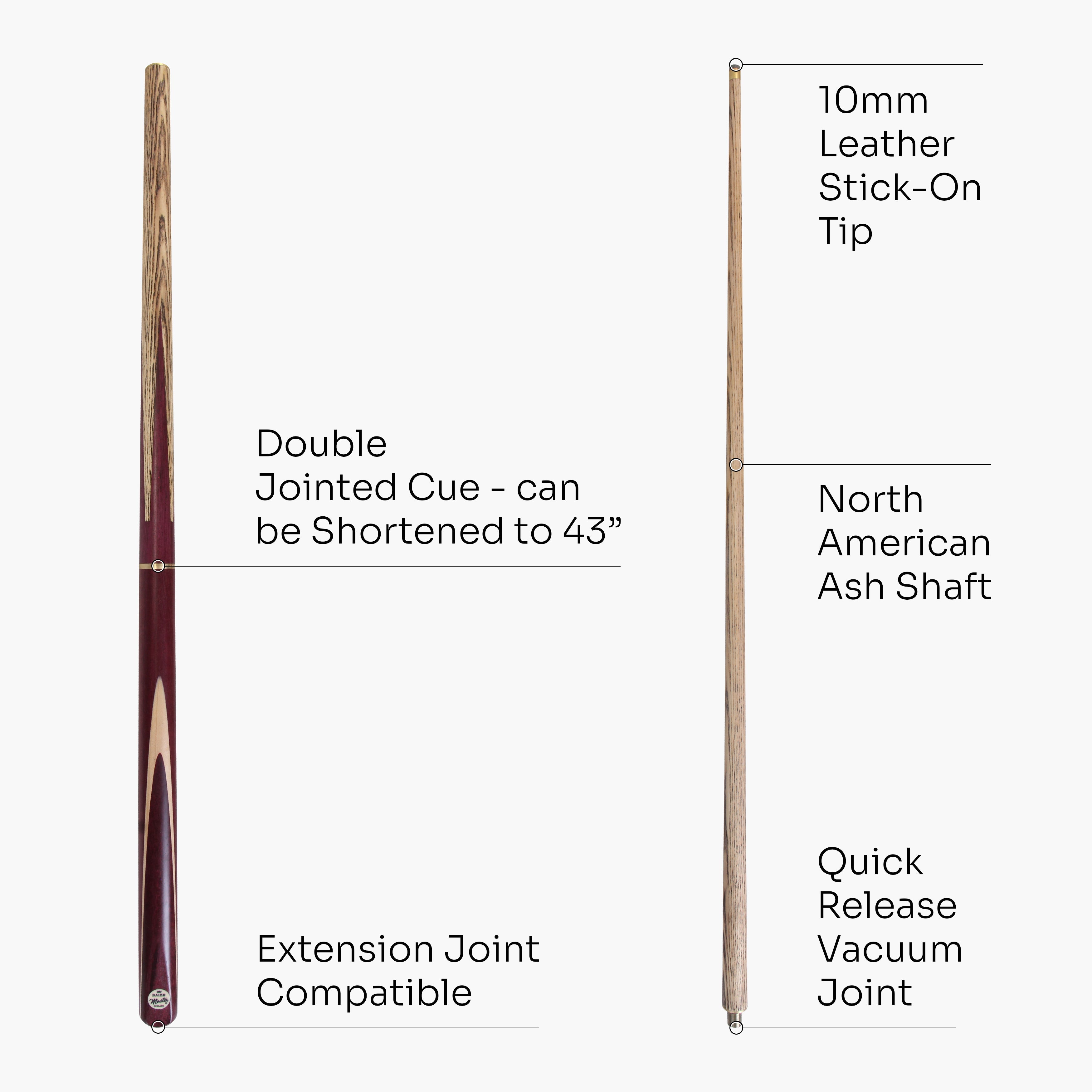 Baize Master Purple Heart adjustable cue and case set