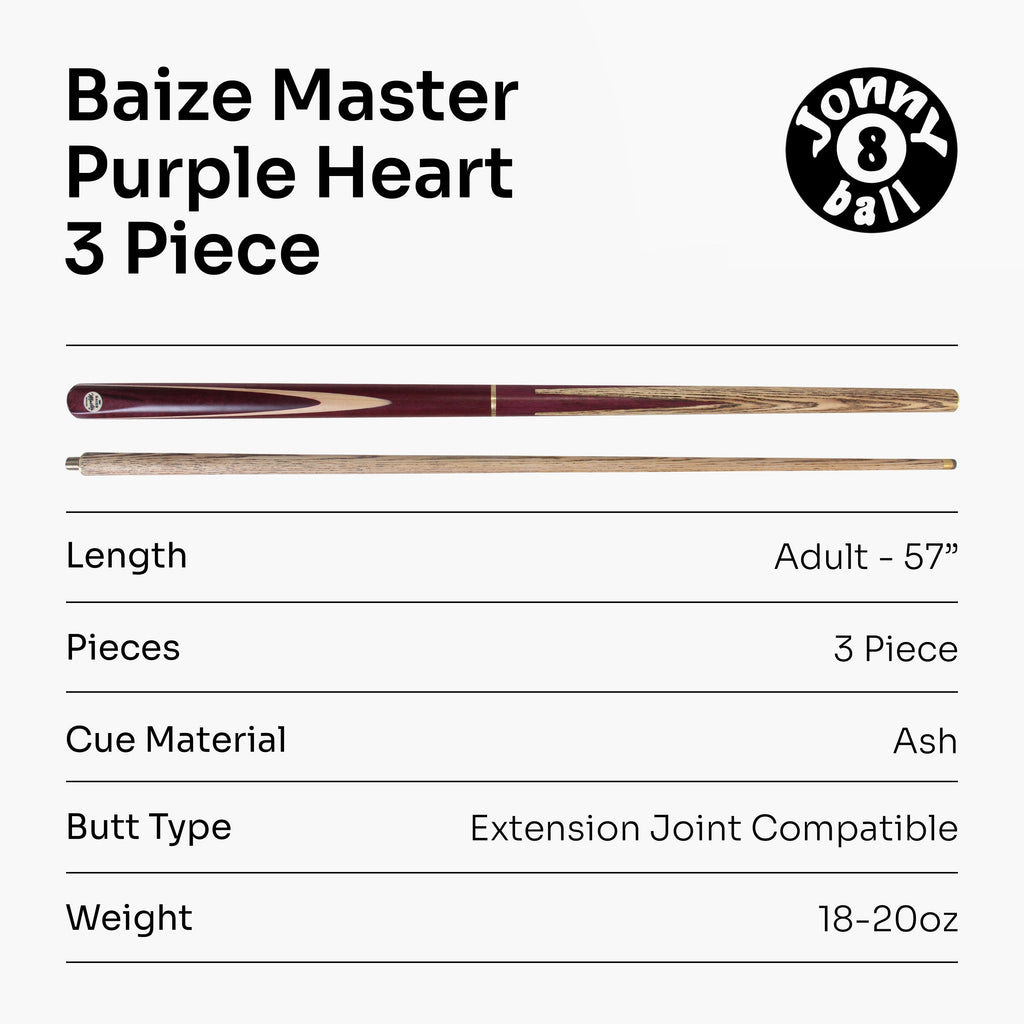 Baize Master Purple Heart 57-inch adjustable 3-piece cue