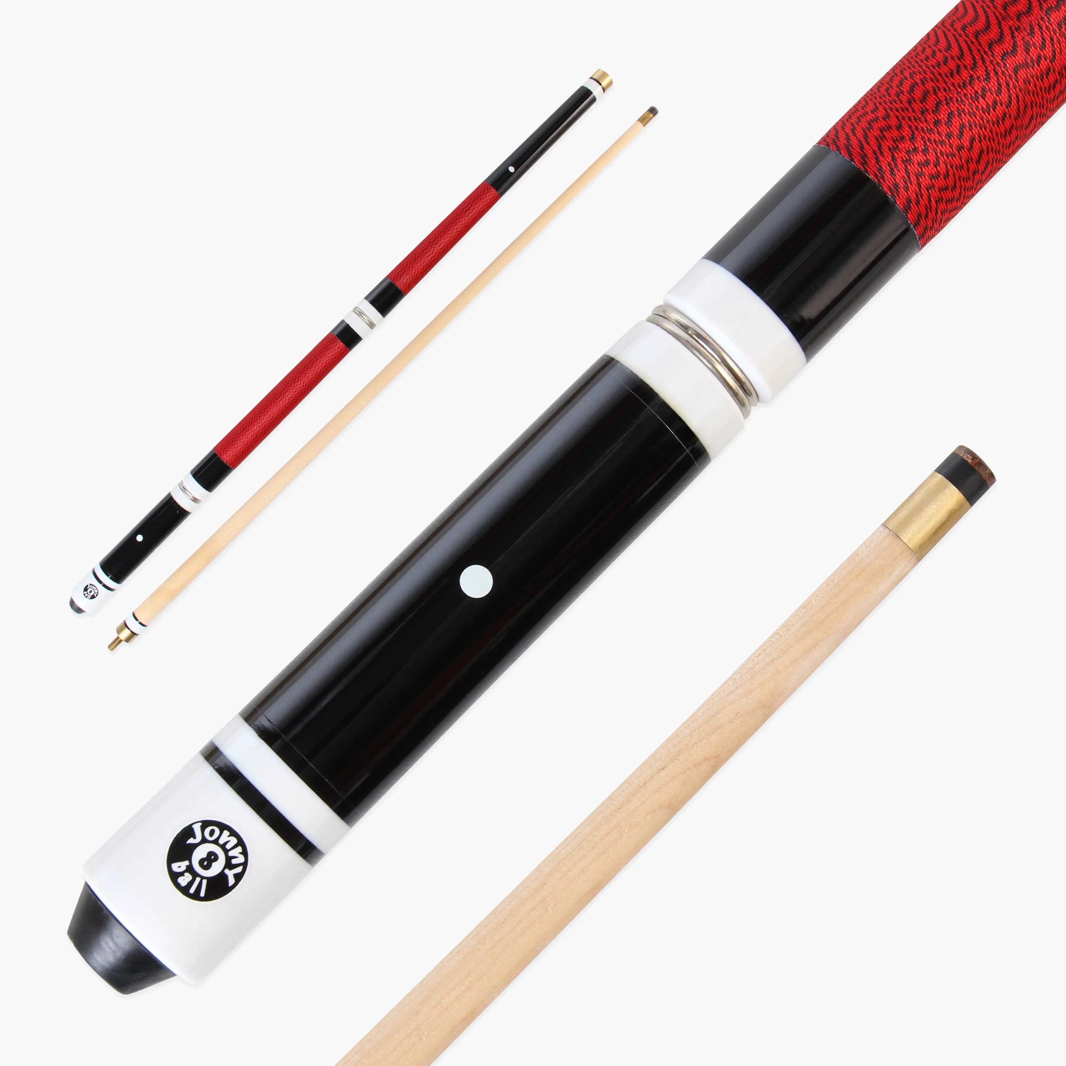 Jonny 8 Ball adjustable 4-piece cue with spare tips Cue + Case