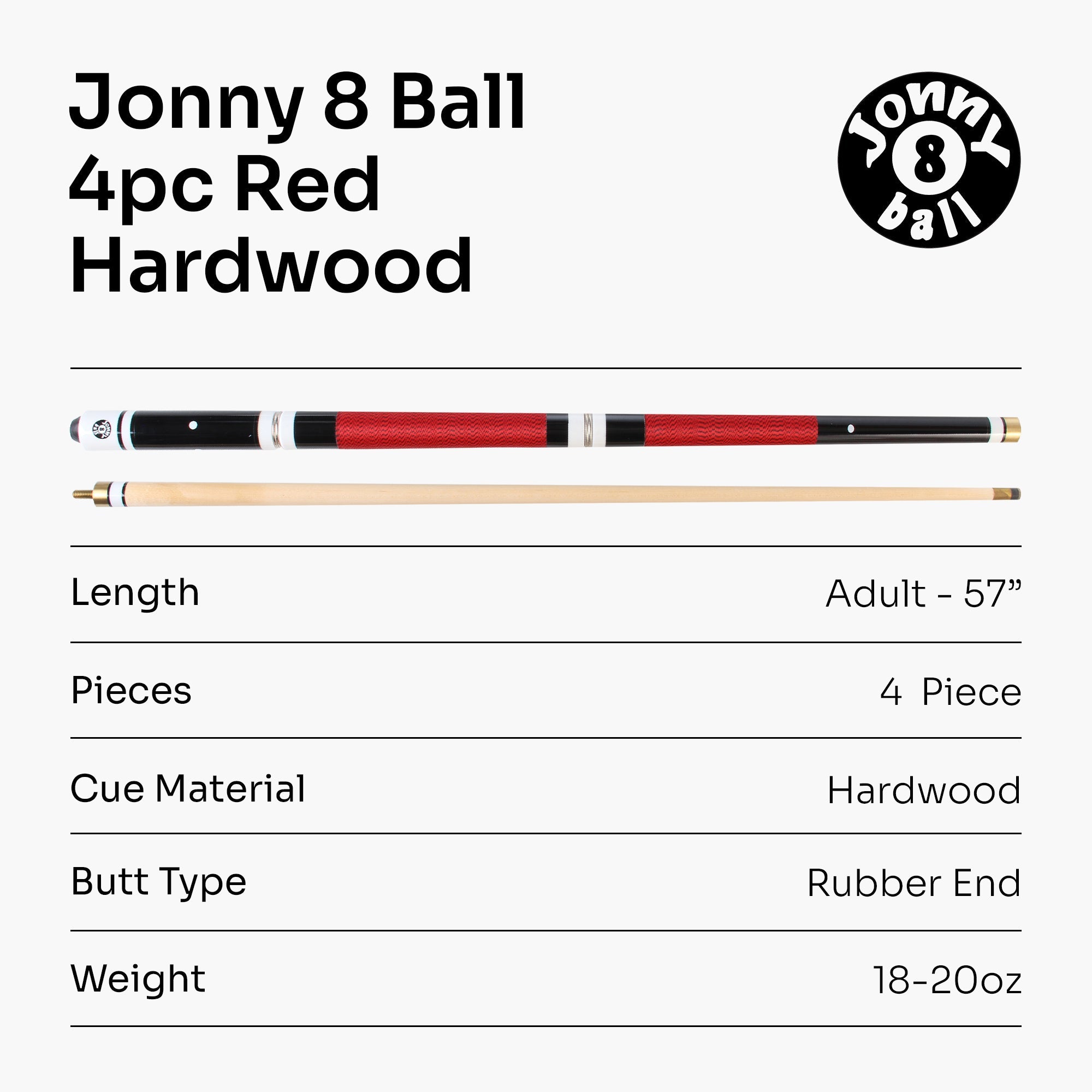 Jonny 8 Ball adjustable 4-piece cue with spare tips