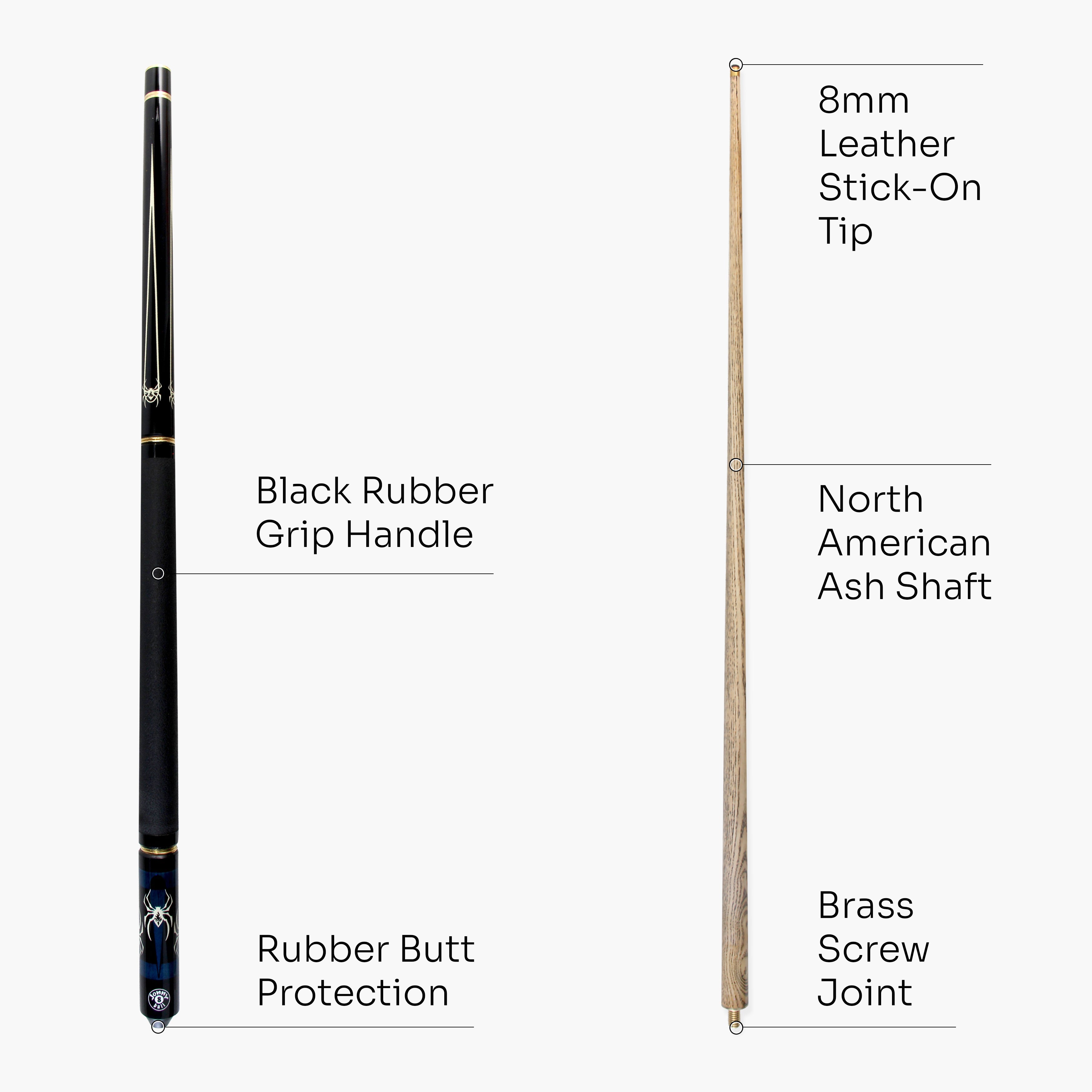 Jonny 8 Ball adjustable 57-inch 4-piece pool cue