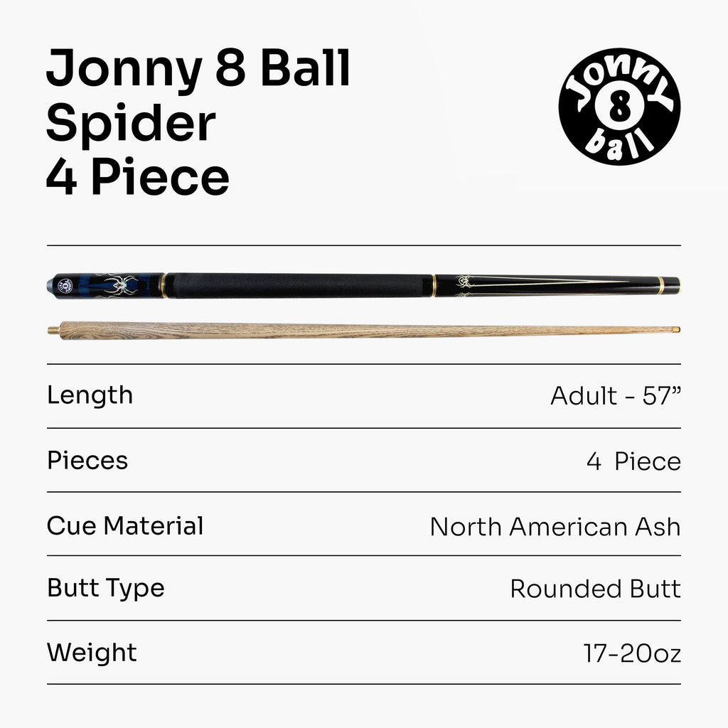 Jonny 8 Ball adjustable 57-inch 4-piece pool cue