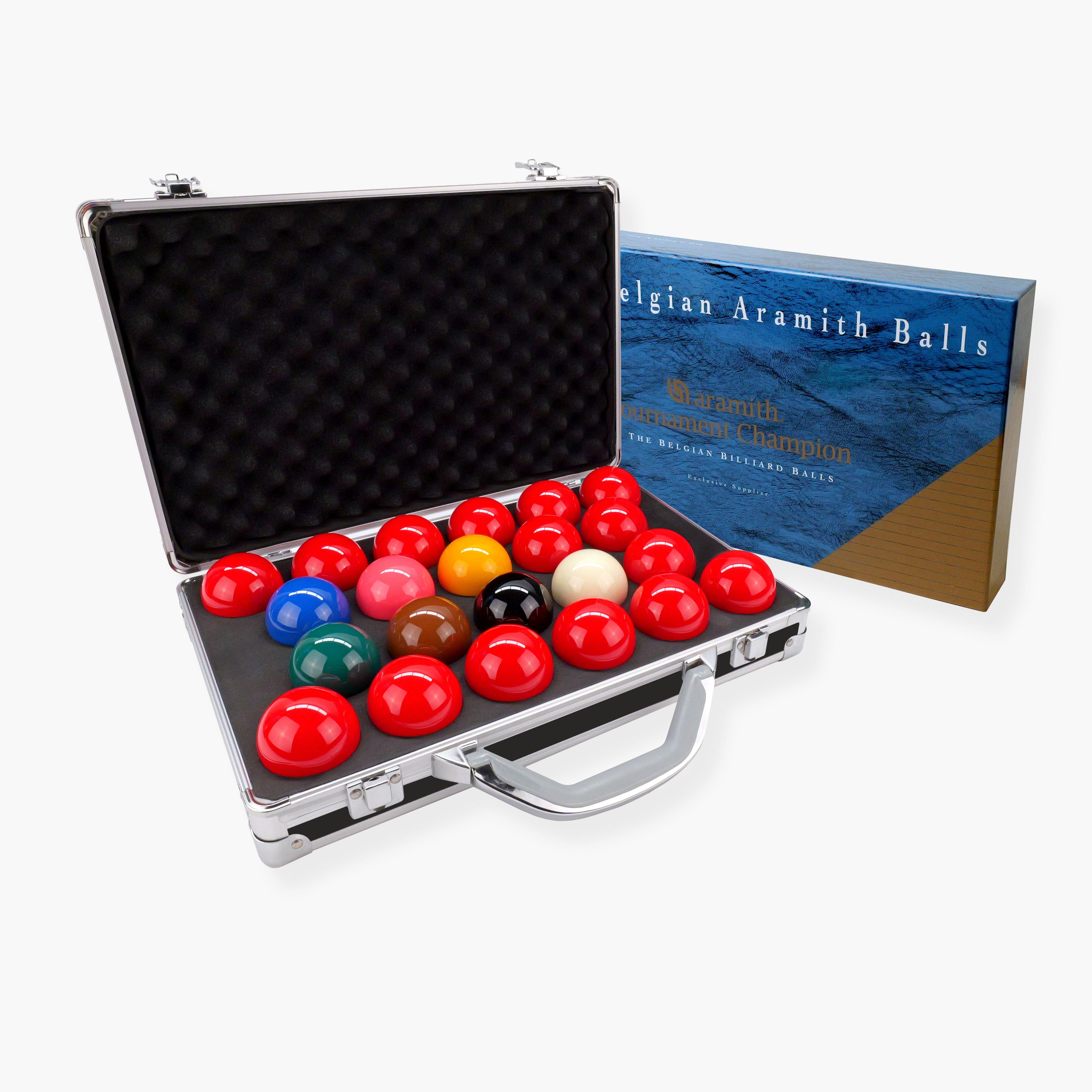 Aramith TOURNAMENT CHAMPION Snooker Ball Set & ALUMINIUM CARRY CASE
