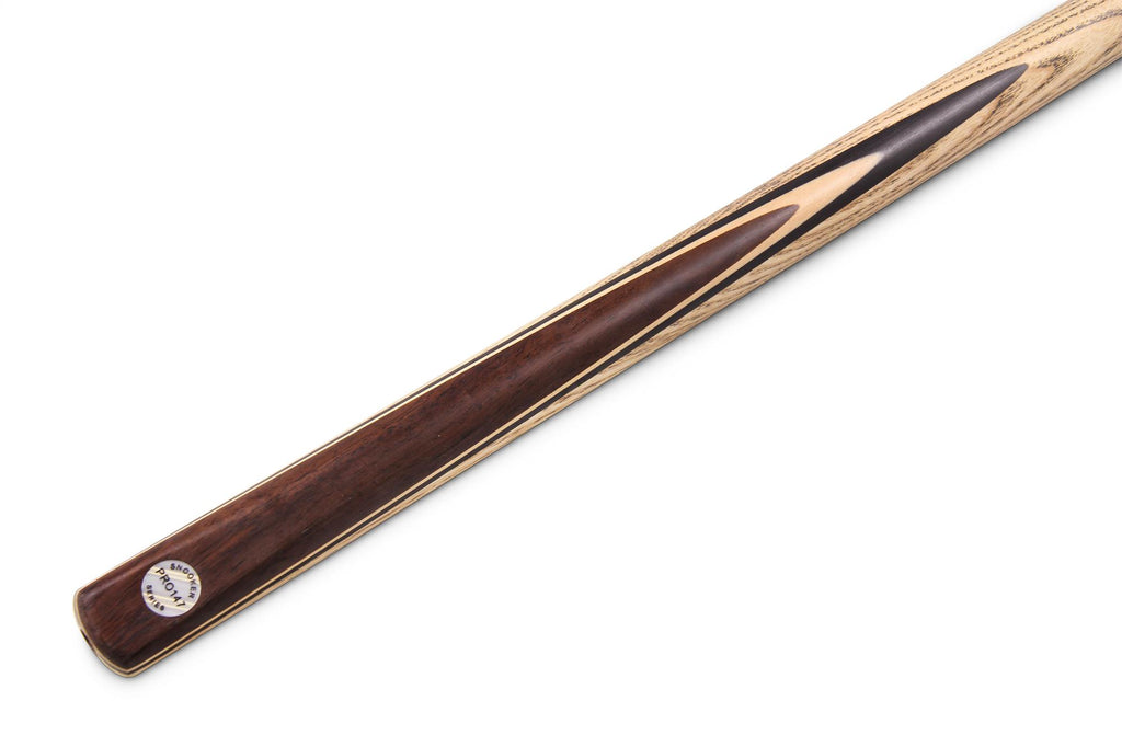 PRO147 CLASSIC WALNUT MAPLE P4/E 57 Inch Snooker Pool Cue Set 2pc Centre Joint Non-matching Ash Cue with PRO147 Long Telescopic Extension, Mini Butt and 3 Slot Case - 9.5mm Tip